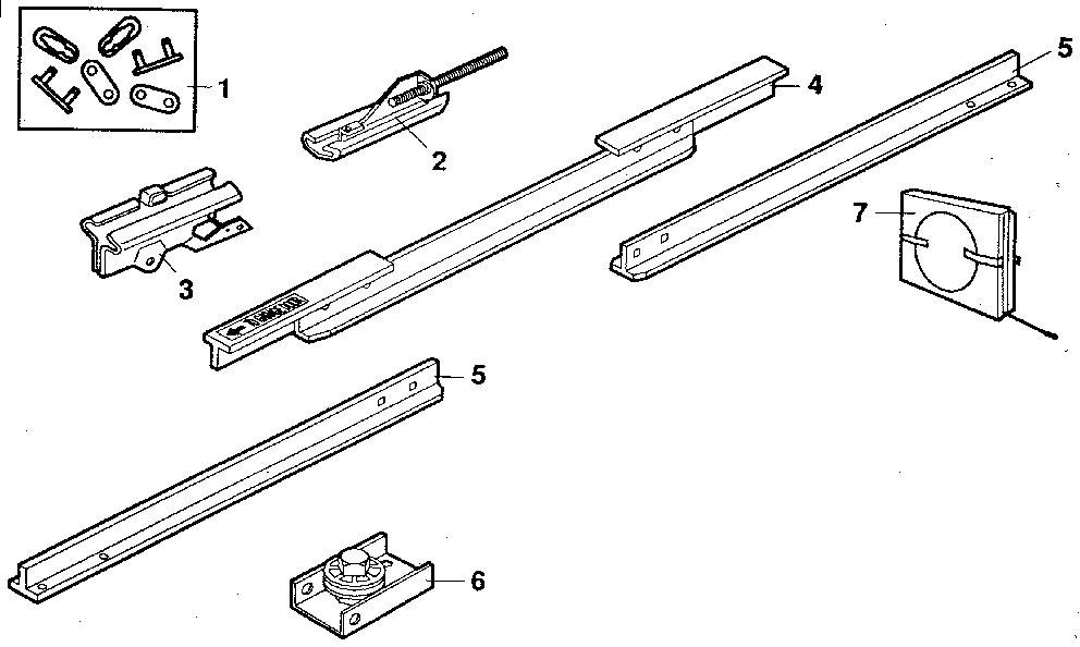 Rail Assembly Diagram and Parts List for 13953626SR  Craftsman Garage Door Opener