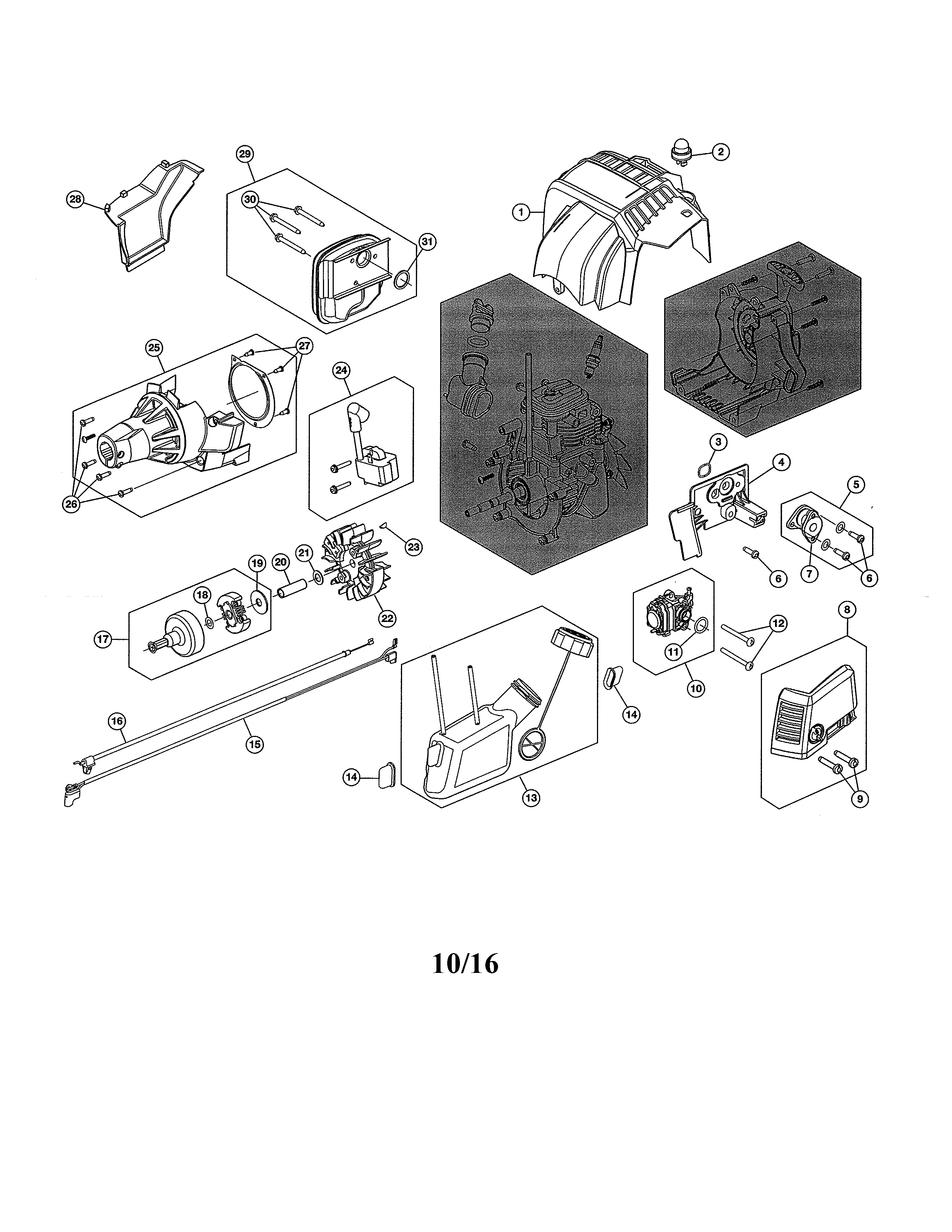 Fuel Tank/clutch Diagram and Parts List for 316731704  Craftsman Trimmer