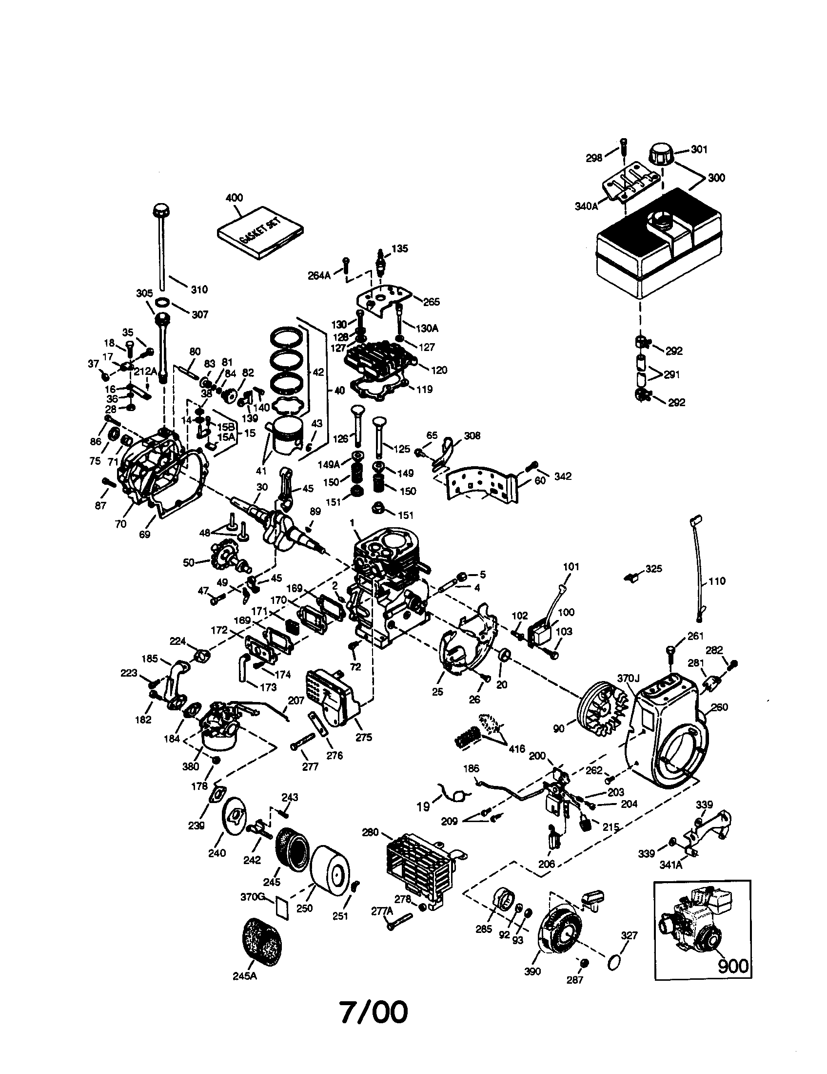 Craftsman 4-cycle Engine Diagram and Parts List for 143019007  Craftsman Engine