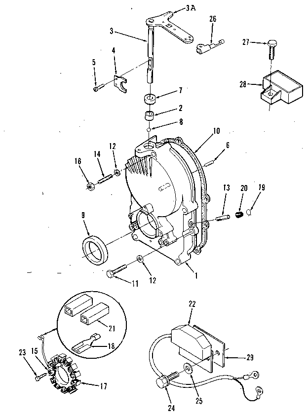 Gearcase, Ignition Control, Alternator And Regulator Diagram and Parts List for 73911054C  Craftsman Engine