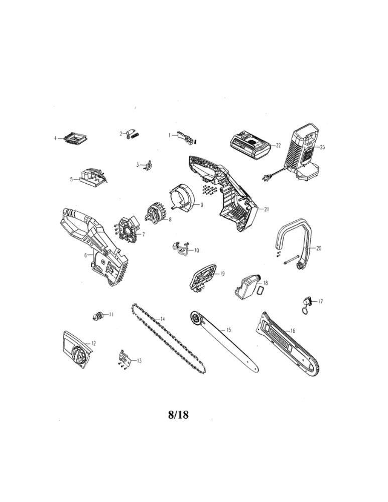 Cordless Chainsaw Diagram and Parts List for CLCS6016S  Craftsman Chainsaw