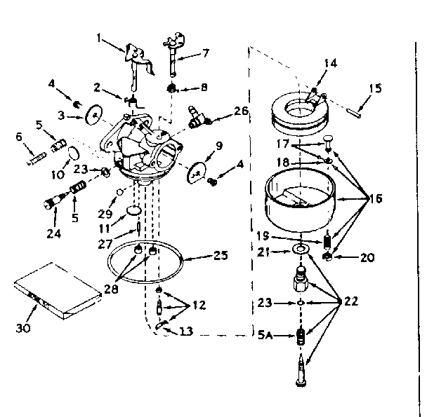 Carburetor No. 631128 Diagram and Parts List for 143165052  Craftsman Engine