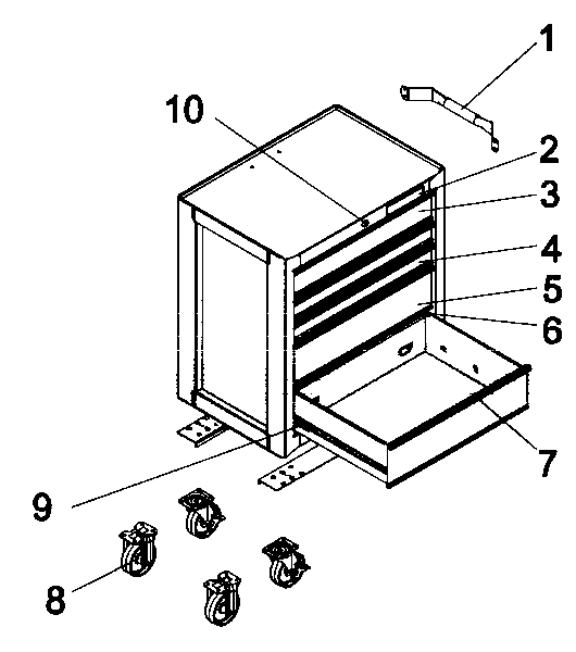 Tool Cart Diagram and Parts List for 706595690  Craftsman Tool Stand & Cart