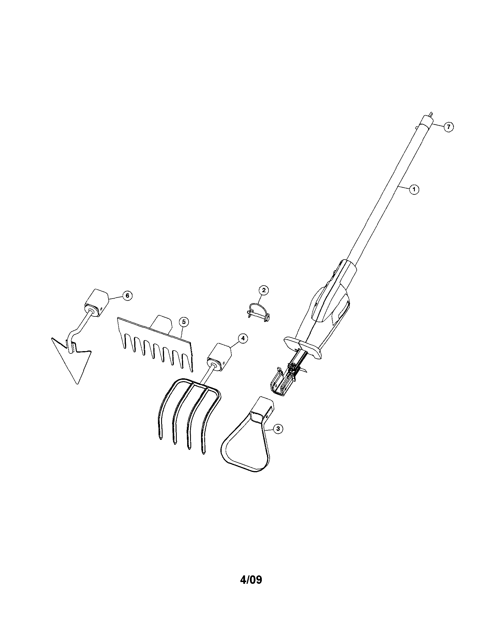 4 In 1 Garden Attachment Diagram and Parts List for 316792510  Craftsman Trimmer
