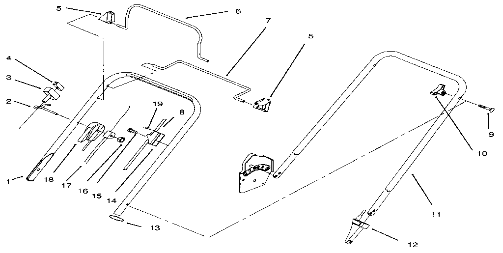 Handle Assembly Diagram and Parts List for 3934  Craftsman Lawn Mower