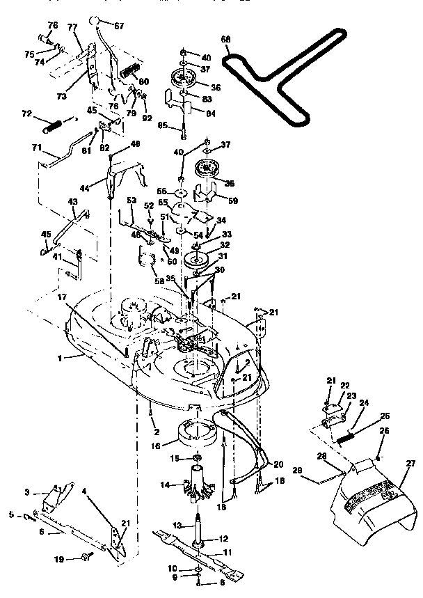 Mower Deck Diagram and Parts List for 917252512  Craftsman Lawn Tractor