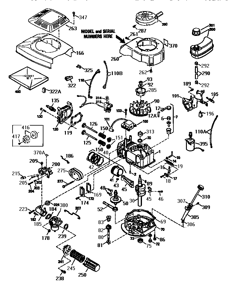 Replacement Parts Diagram and Parts List for 143955506  Craftsman Engine