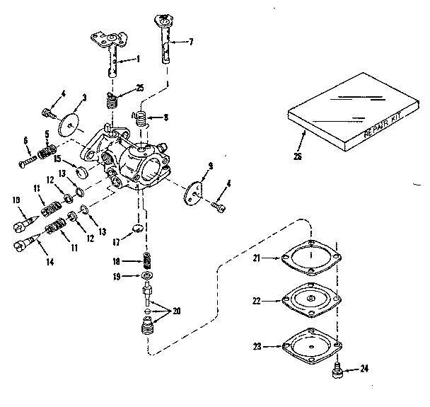 Carburetor Diagram and Parts List for 143501051  Craftsman Engine