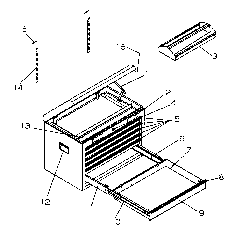 Chest Diagram and Parts List for 706598964  Craftsman Tool Stand & Cart