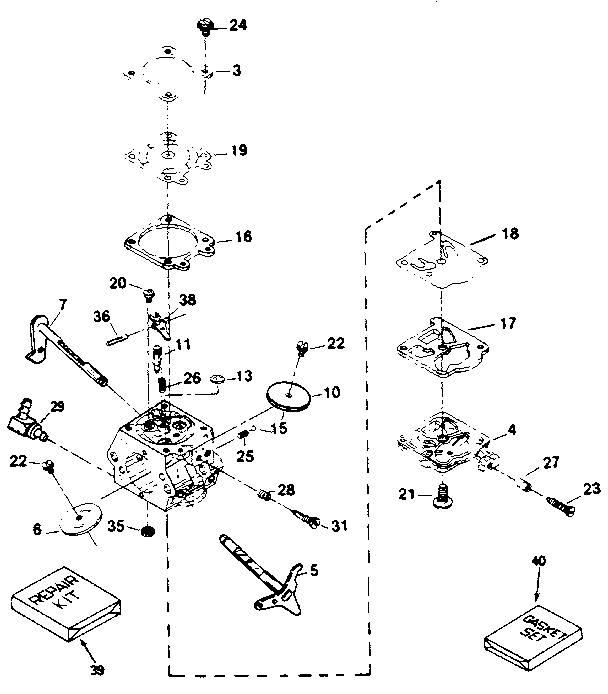 Replacement Parts Diagram and Parts List for 143681001  Craftsman Engine
