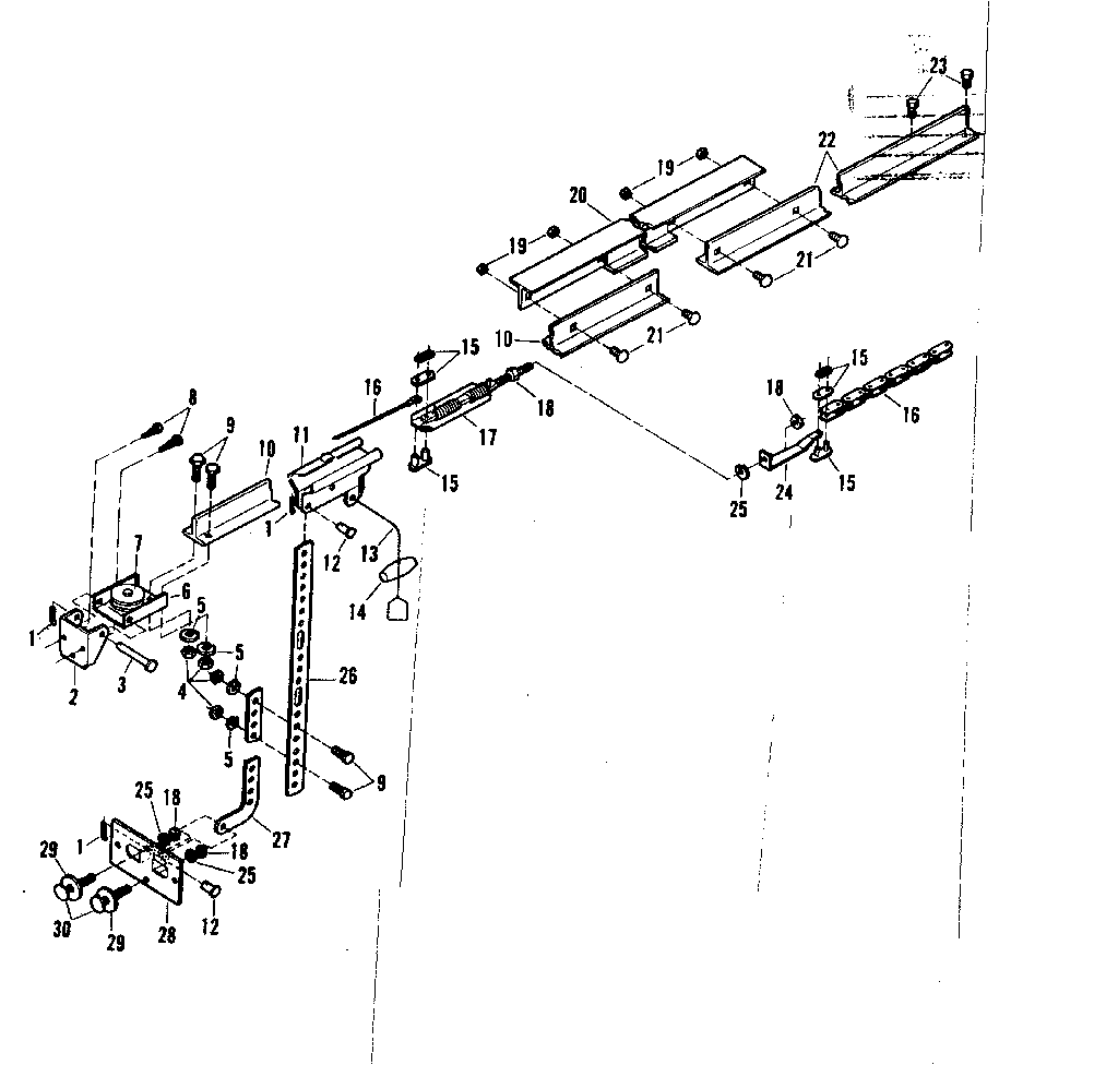 Rail Assembly Diagram and Parts List for 139664983  Craftsman Garage Door Opener