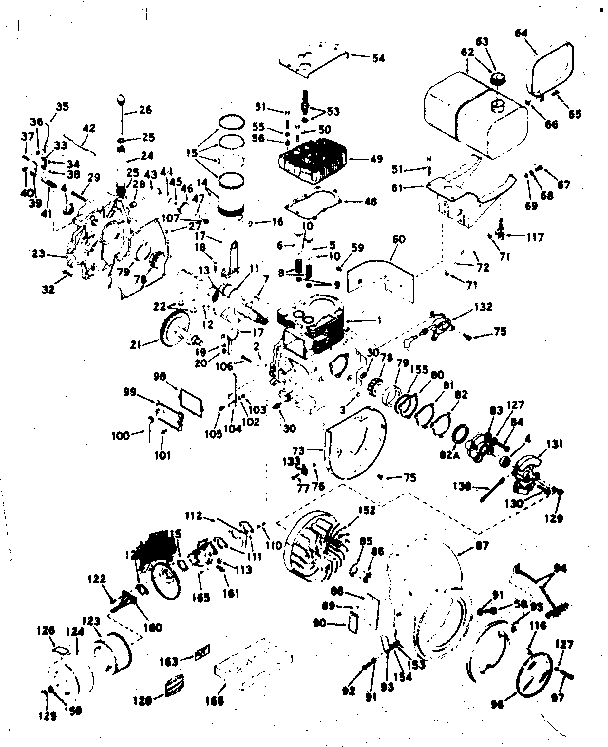 Basic Engine Diagram and Parts List for 143602032  Craftsman Engine