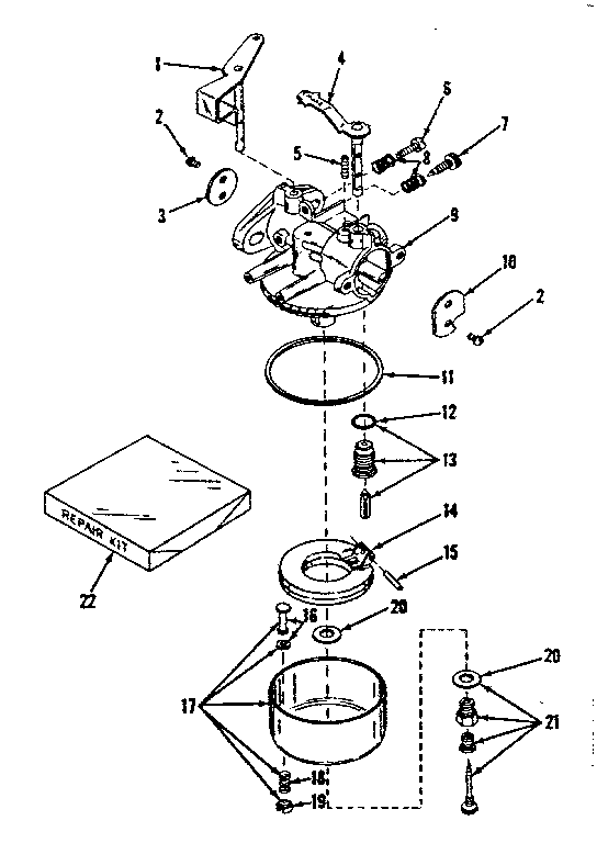 Carburetor No. 28234 Diagram and Parts List for 14390020  Craftsman Engine