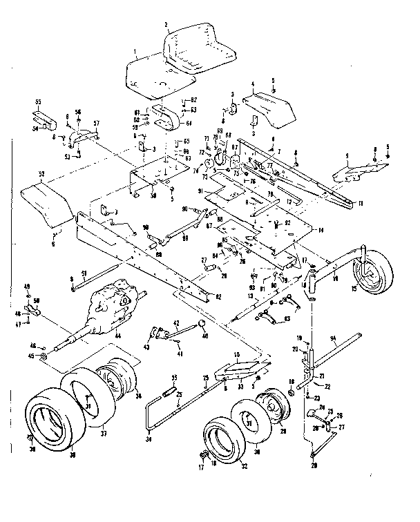 Transaxle/wheel Assembly Diagram and Parts List for 1318470  Craftsman Lawn Mower