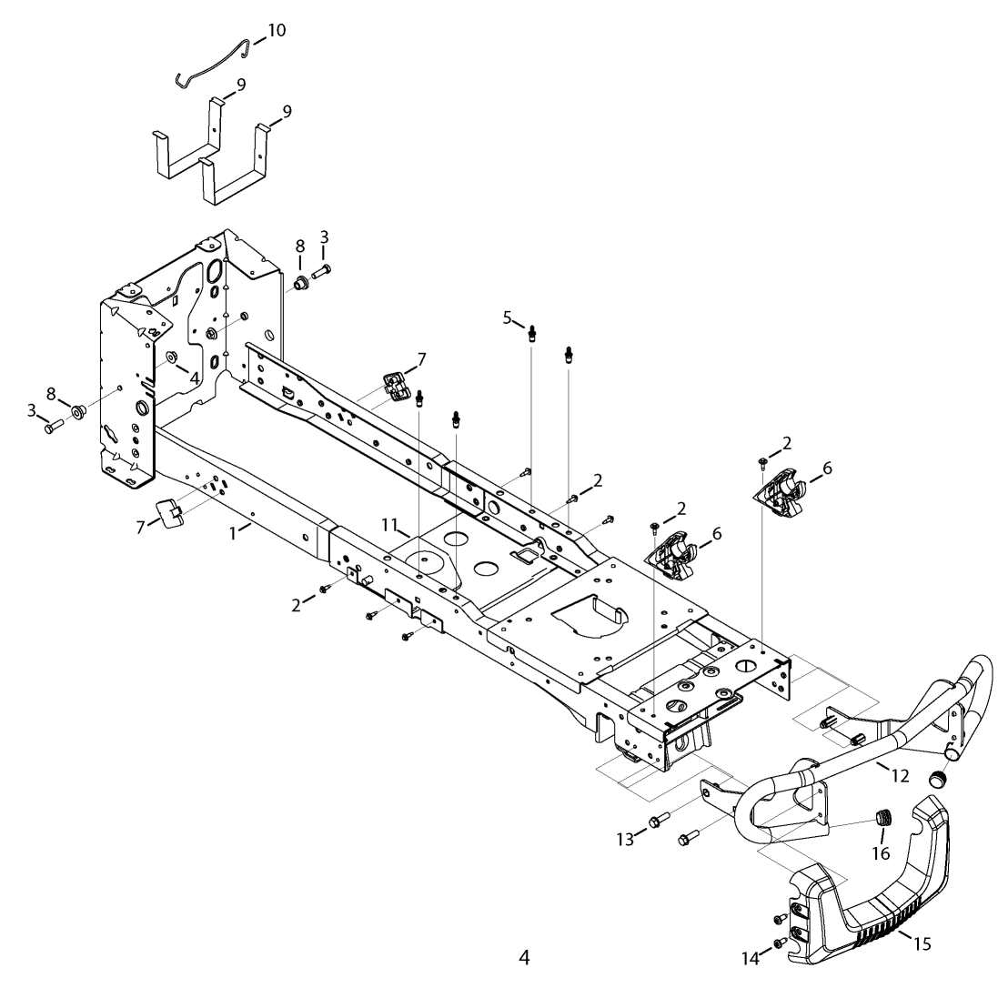 PG 4-FRAME Diagram and Parts List for 247204470 Type 0 Craftsman Lawn Mower