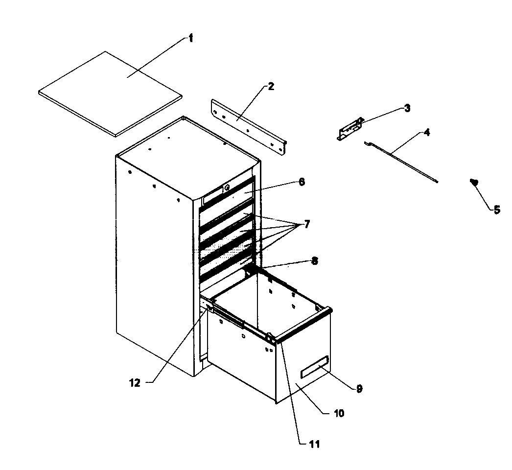 Tool Cabinet Diagram and Parts List for 706825600  Craftsman Tool Stand & Cart