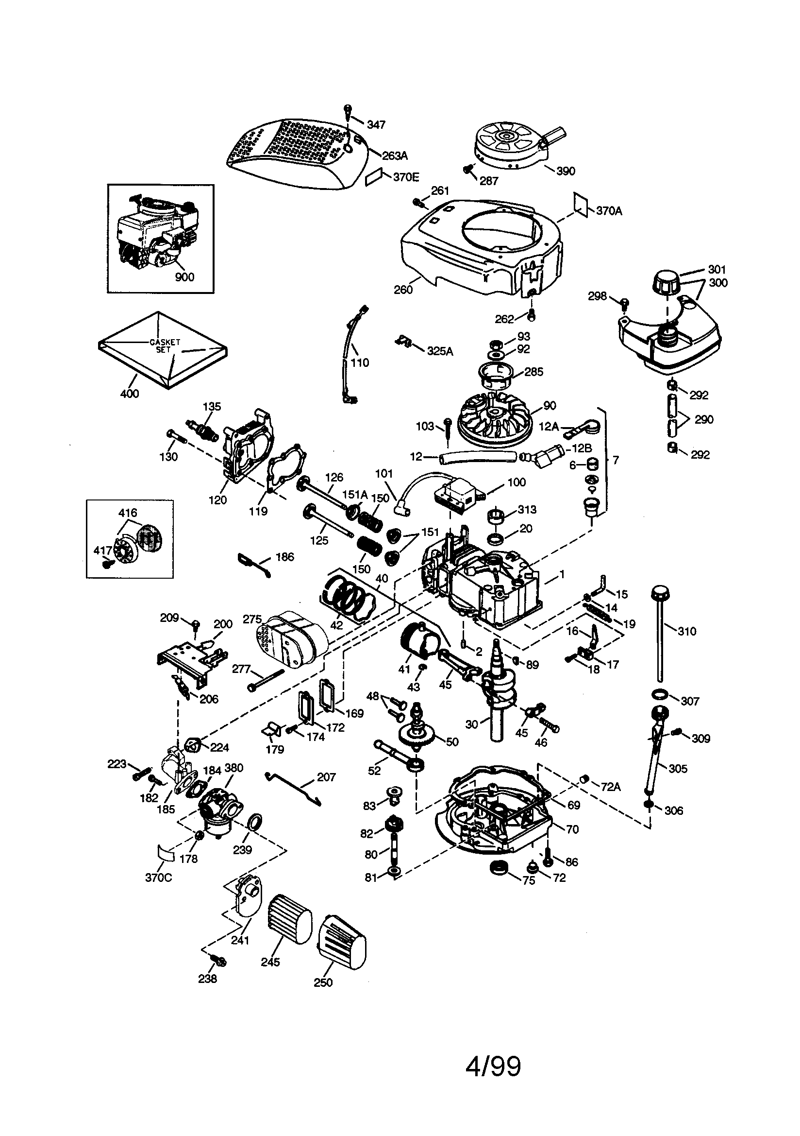 Craftsman 4-cycle Engine Diagram and Parts List for 143985016  Craftsman Engine
