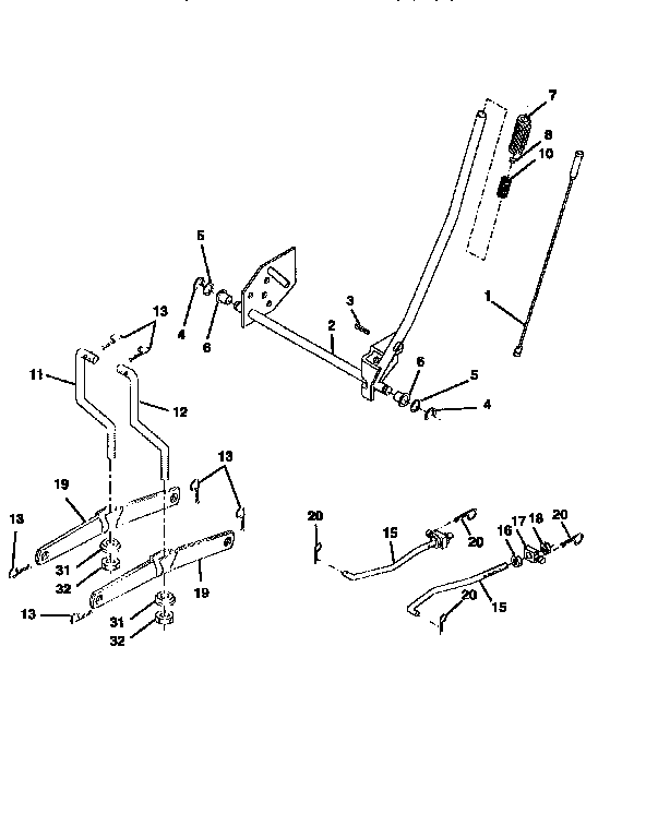 Lift Diagram and Parts List for 917256830  Craftsman Lawn Tractor