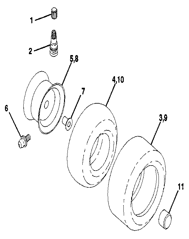 Wheels & Tires Diagram and Parts List for 917255580  Craftsman Lawn Tractor