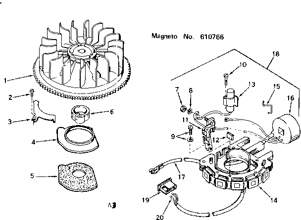 Magneto Diagram and Parts List for 143266042  Craftsman Engine