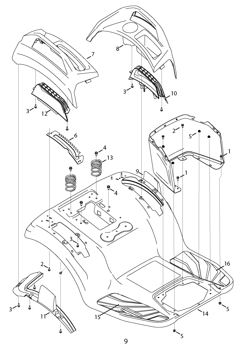 PG 9-FOOT PAD Diagram and Parts List for 247204470 Type 0 Craftsman Lawn Mower