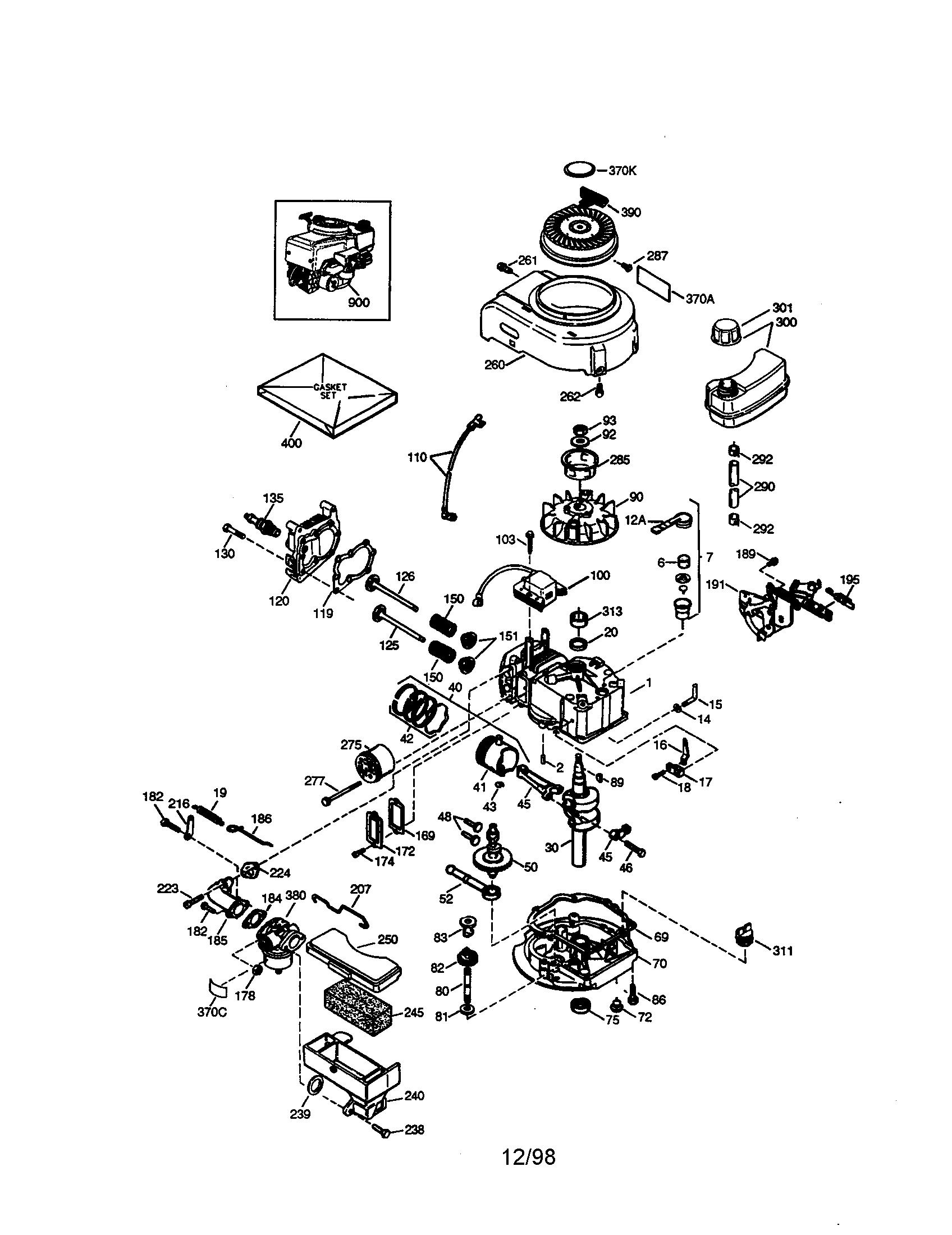 Craftsman 4-cycle Engine Diagram and Parts List for 143983806  Craftsman Engine