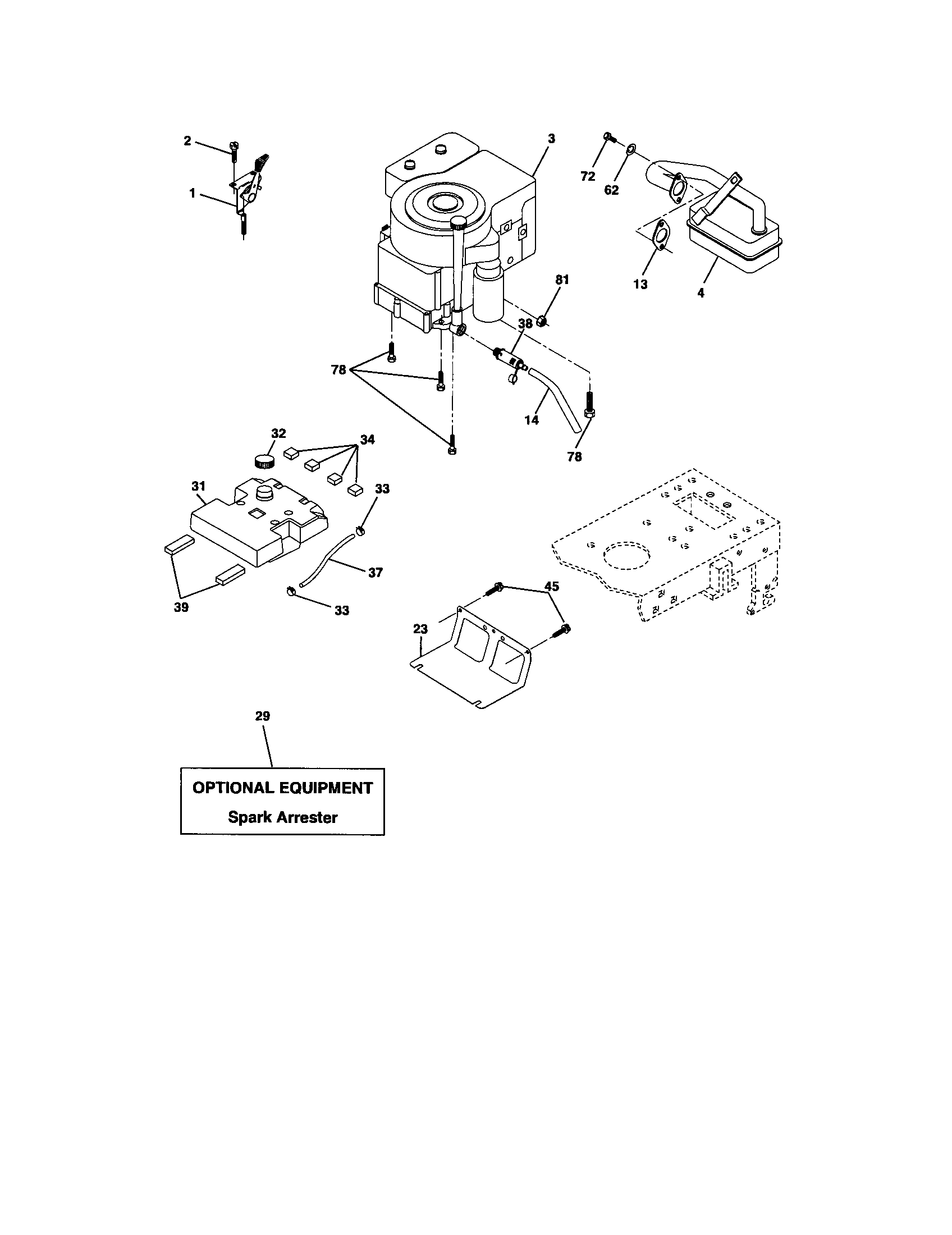 Engine Diagram and Parts List for 917275820  Craftsman Lawn Tractor