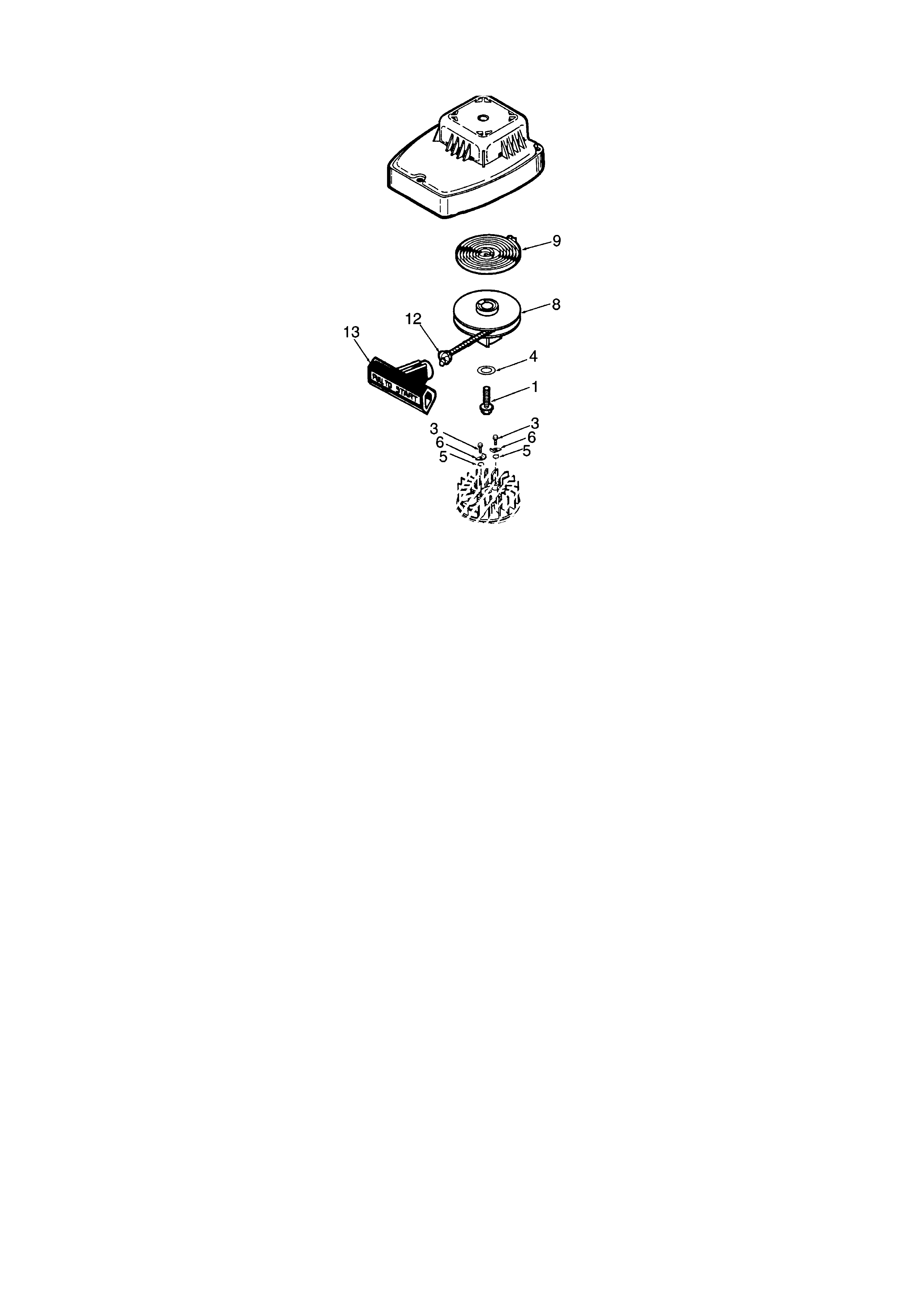 Rewind Starter Diagram and Parts List for 143042070  Craftsman Engine