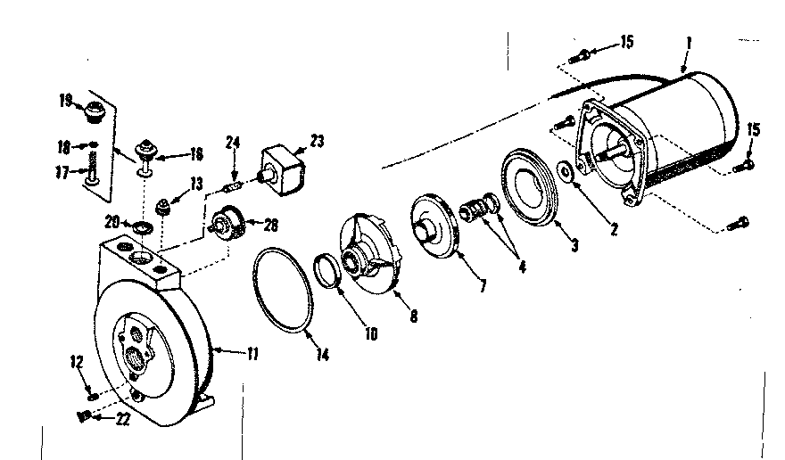 Motor And Pump Assembly Diagram and Parts List for 39025160  Craftsman Water Pump