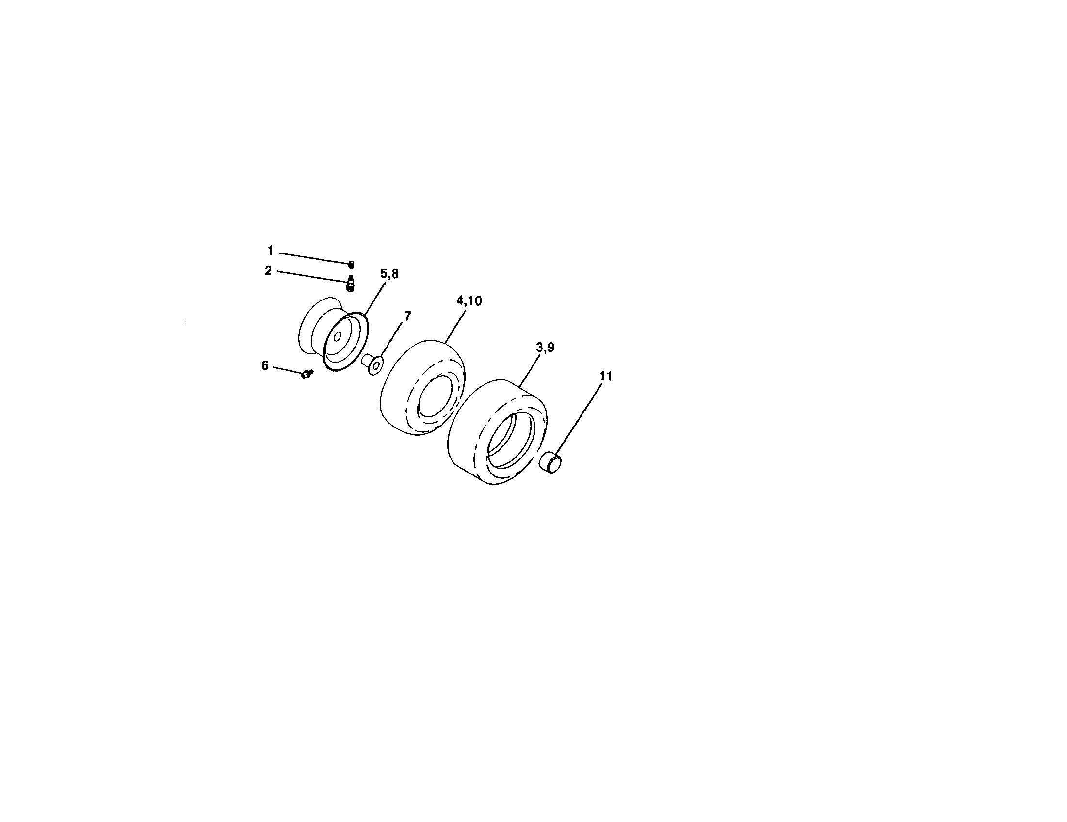 Wheels/tires Diagram and Parts List for 917272083  Craftsman Lawn Tractor