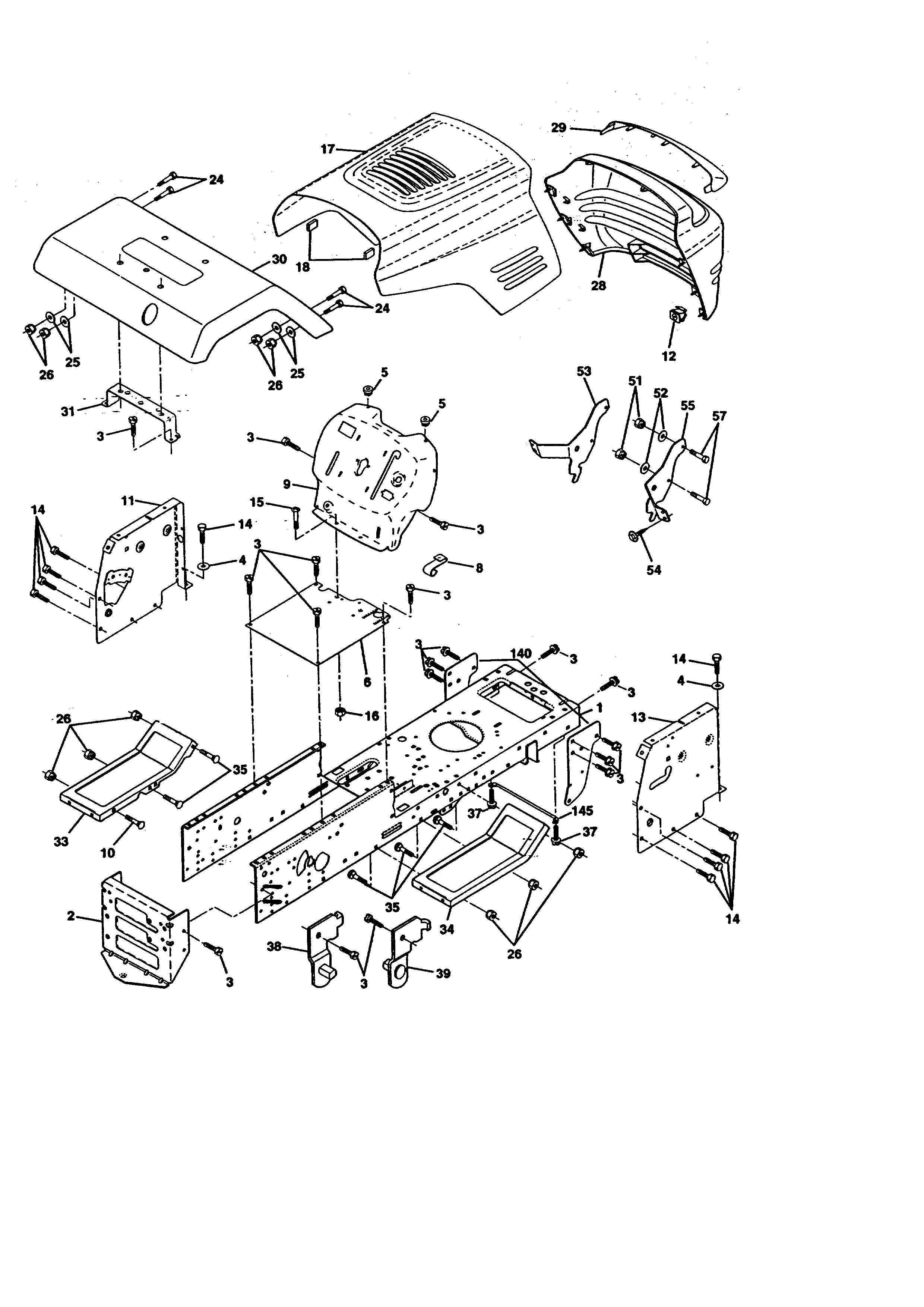 Chassis And Enclosures Diagram and Parts List for 917270623  Craftsman Lawn Tractor
