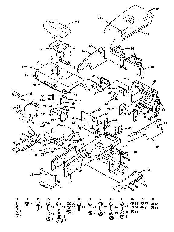 Chassis And Enclosures Diagram and Parts List for 917255810(1987)  Craftsman Lawn Tractor