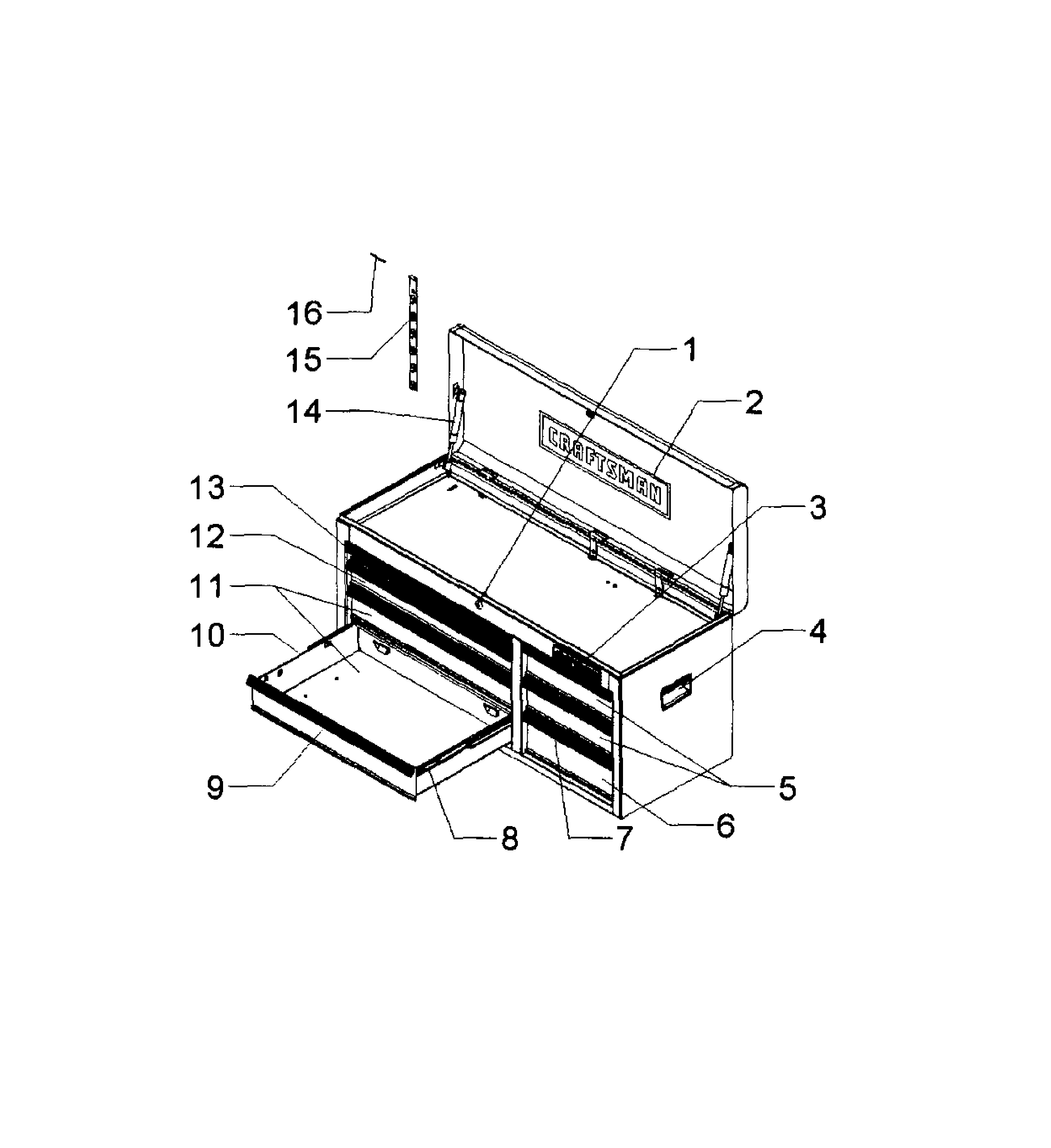 Tool Chest Diagram and Parts List for 706379860  Craftsman Tool Stand & Cart
