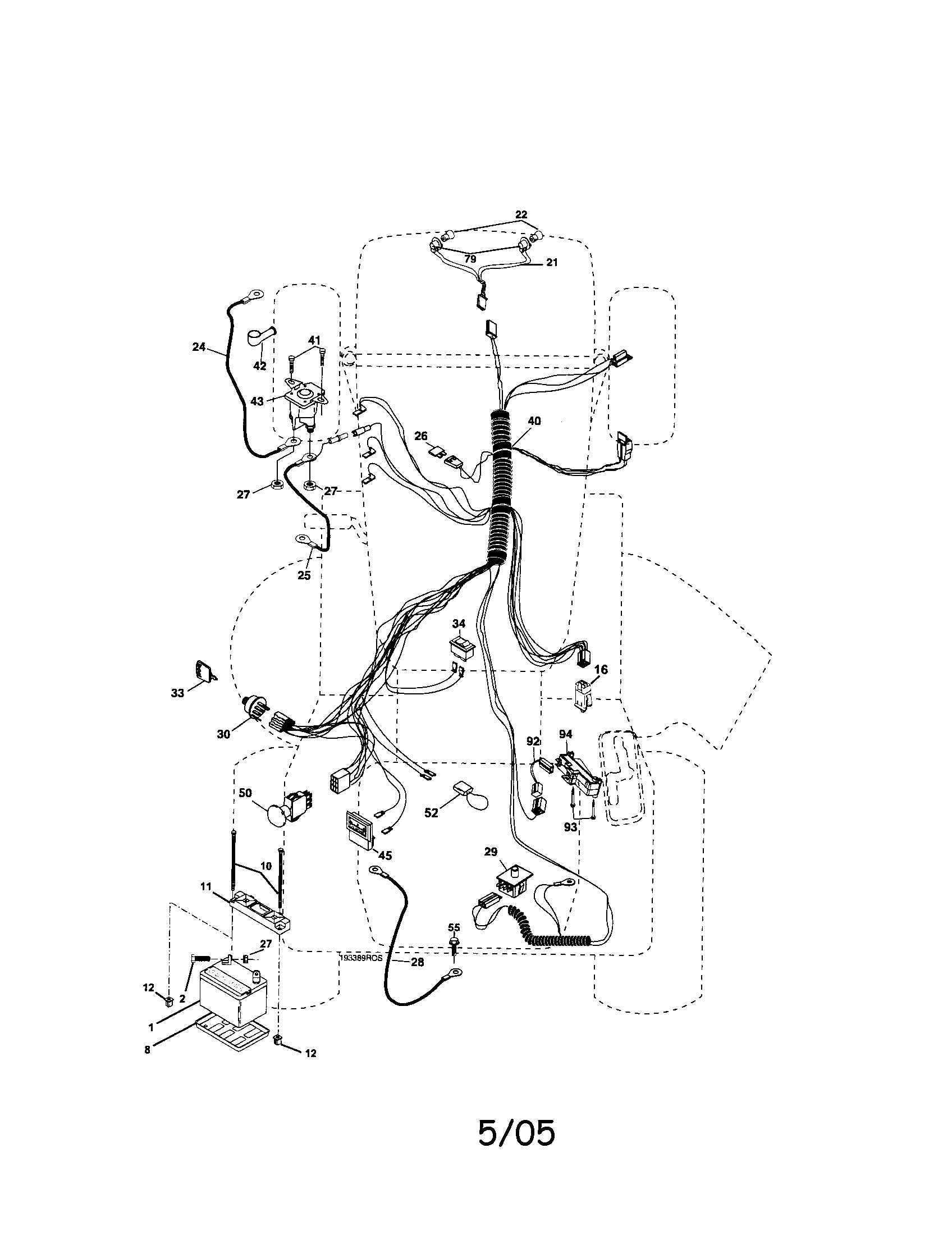 Electrical Diagram and Parts List for 917275684  Craftsman Lawn Tractor