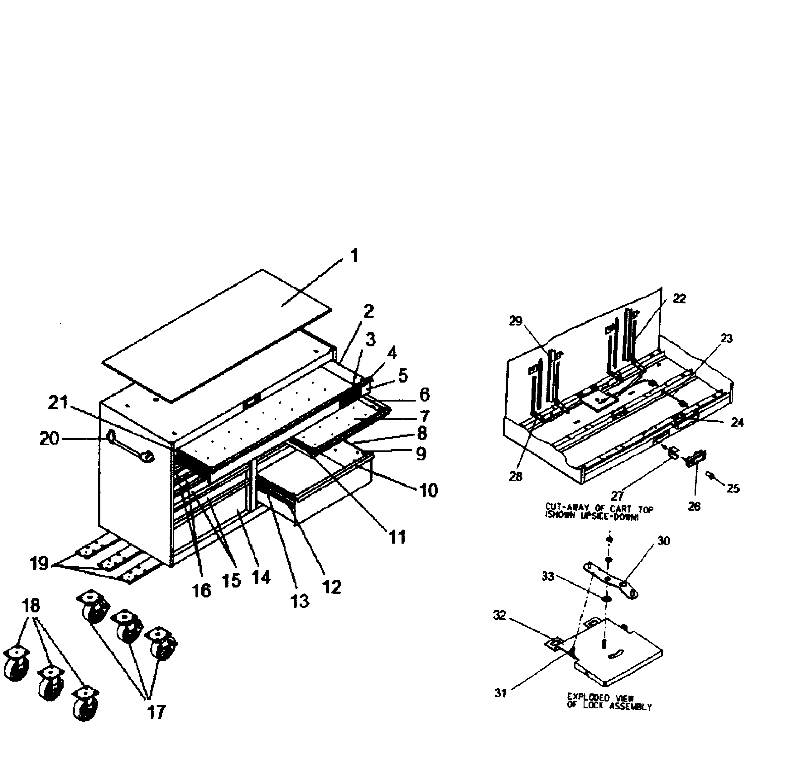 Tool Chest Diagram and Parts List for 70645290  Craftsman Tool Stand & Cart