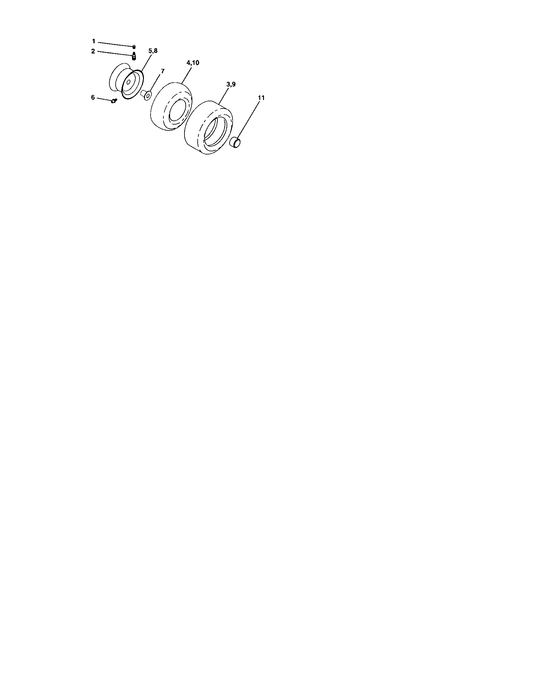 Wheels And Tires Diagram and Parts List for 917273404  Craftsman Lawn Tractor