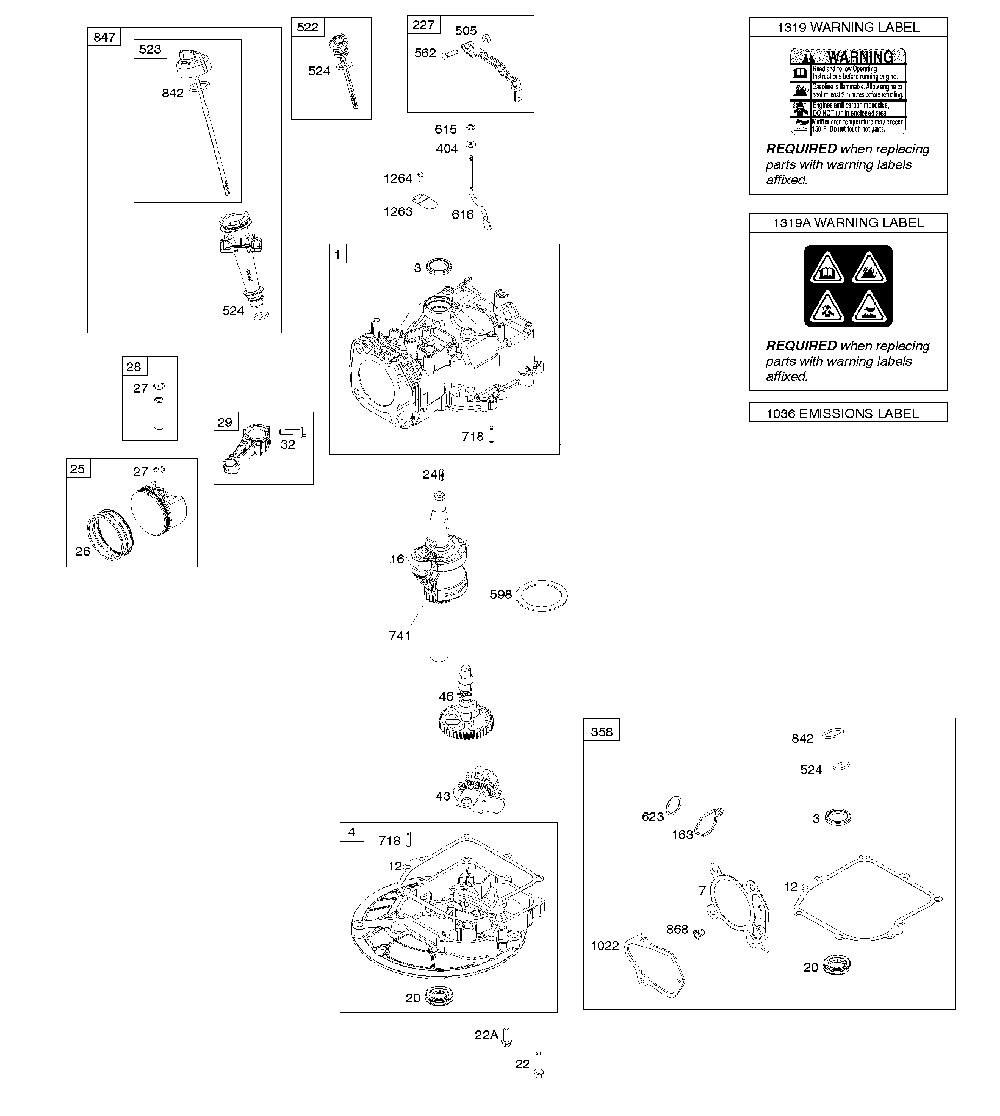 Camshaft/crankshaft/cylinder/gasket set/sump Diagram and Parts List for CMXGWAS021025  Craftsman Pressure Washer