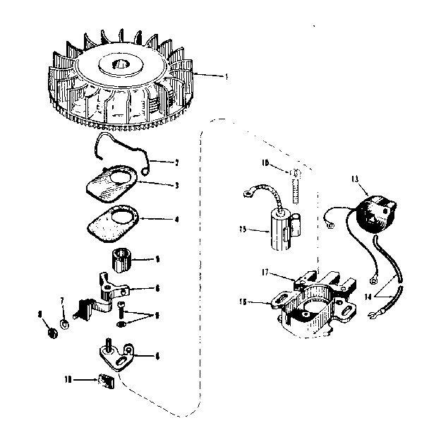Magneto (phelon F-3220-g) Diagram and Parts List for 14314351  Craftsman Engine