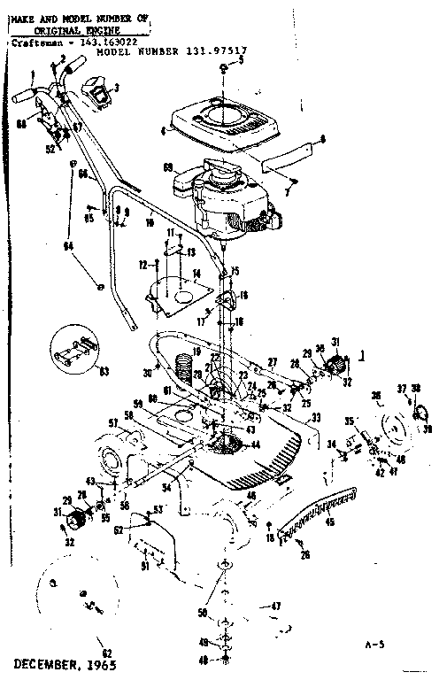 Replacement Parts Diagram and Parts List for 13197517  Craftsman Lawn Mower