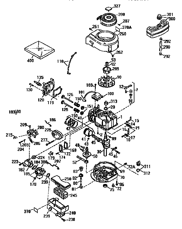 Replacement Parts Diagram and Parts List for 143953504  Craftsman Engine