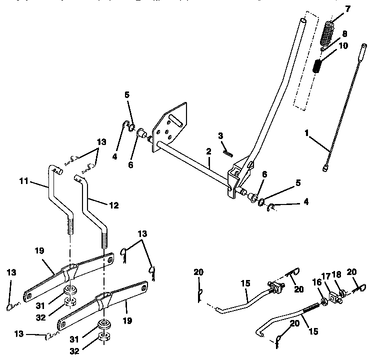 Lift Diagram and Parts List for 917257573  Craftsman Lawn Tractor