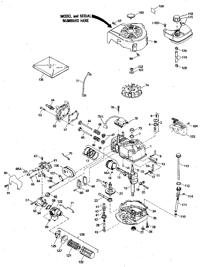 Replacement Parts Diagram and Parts List for 143394392  Craftsman Engine