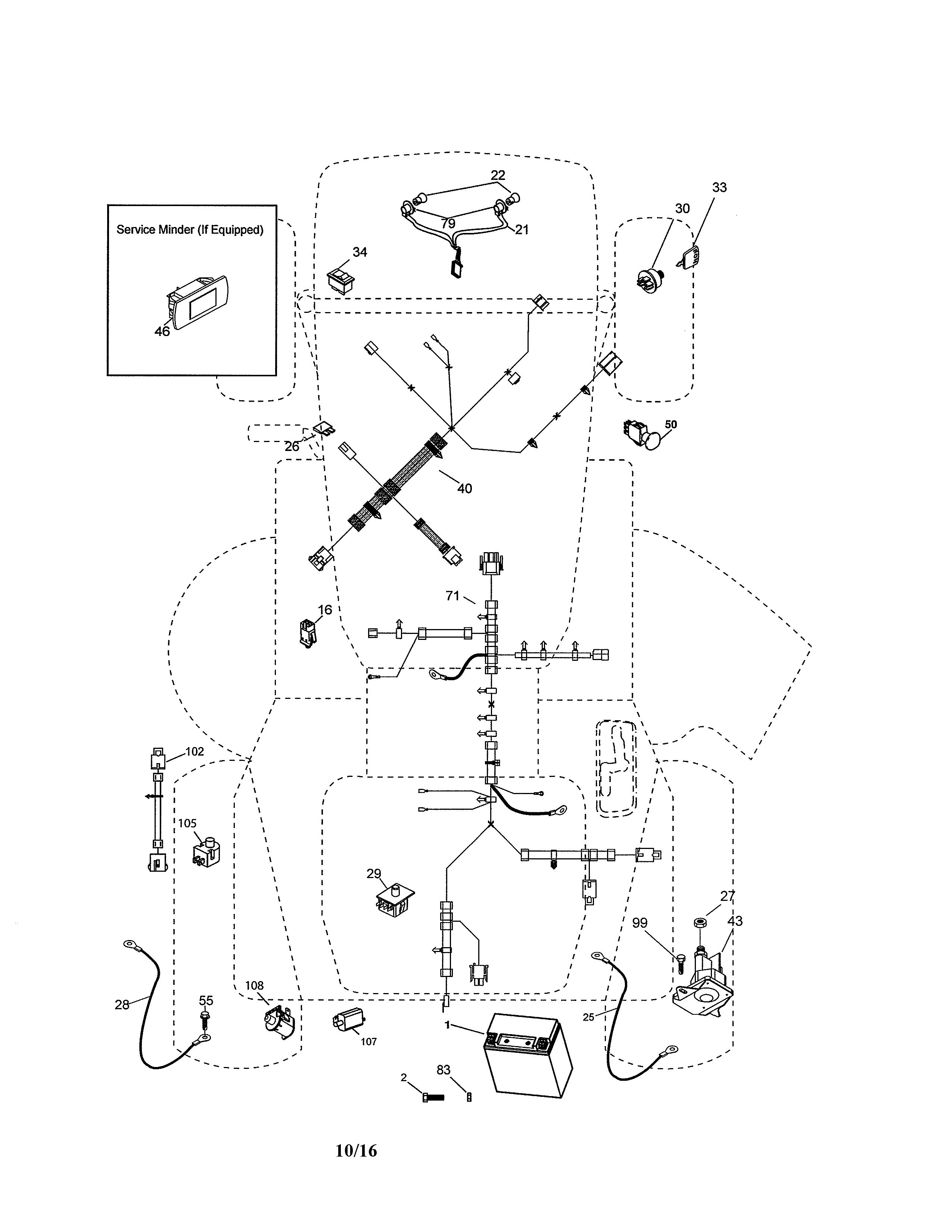 Electrical Diagram and Parts List for 917989850  Craftsman Lawn Tractor