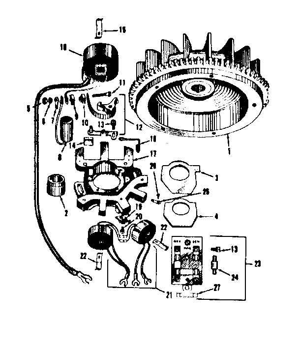 Magneto Diagram and Parts List for 14331601  Craftsman Engine
