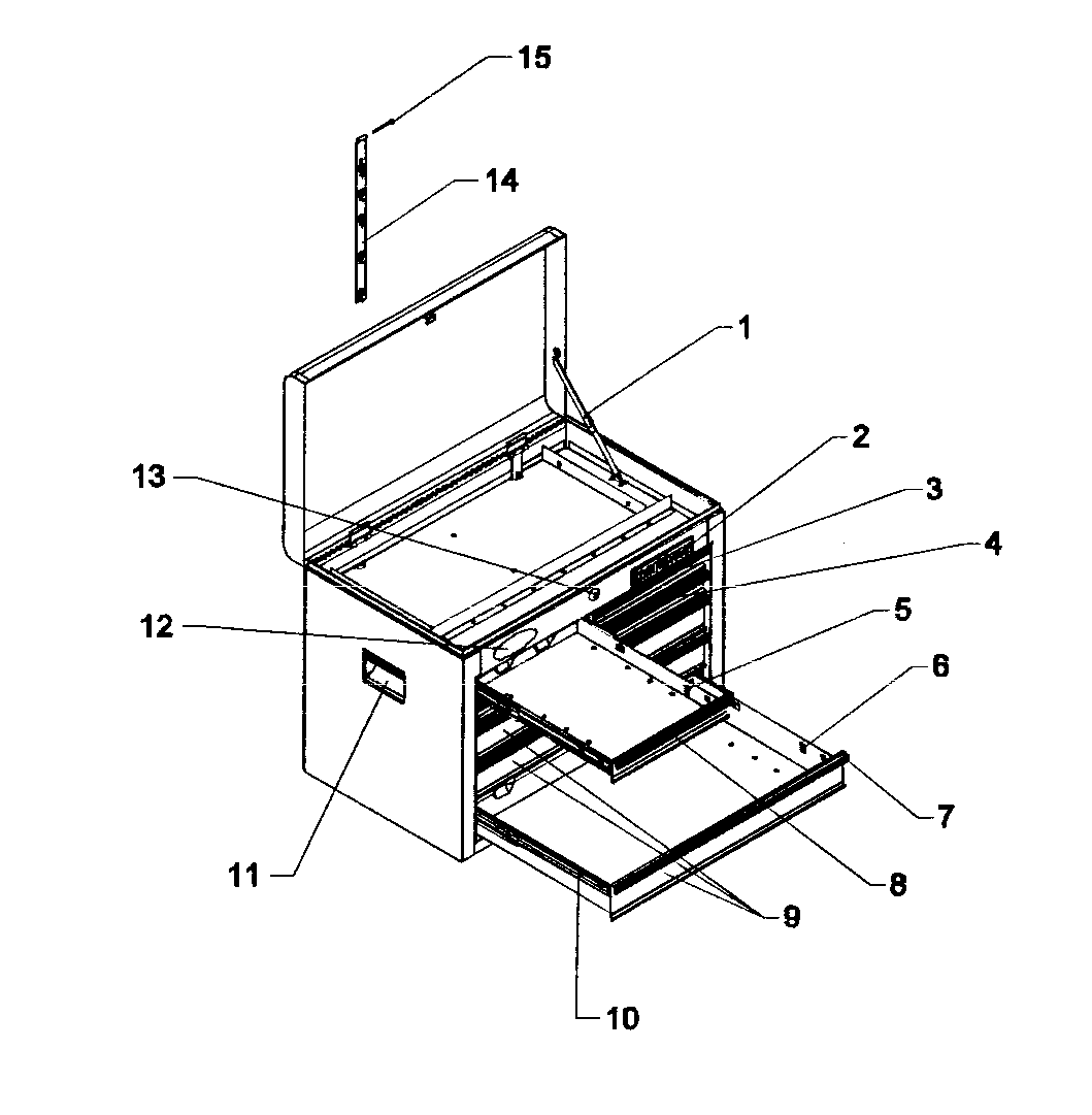 Tool Box Diagram and Parts List for 706825810  Craftsman Tool Stand & Cart
