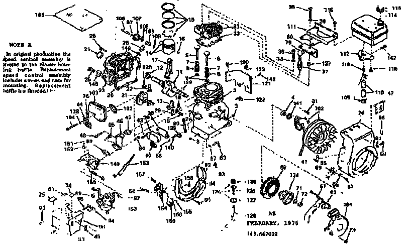 Engine Diagram and Parts List for 143667022  Craftsman Engine