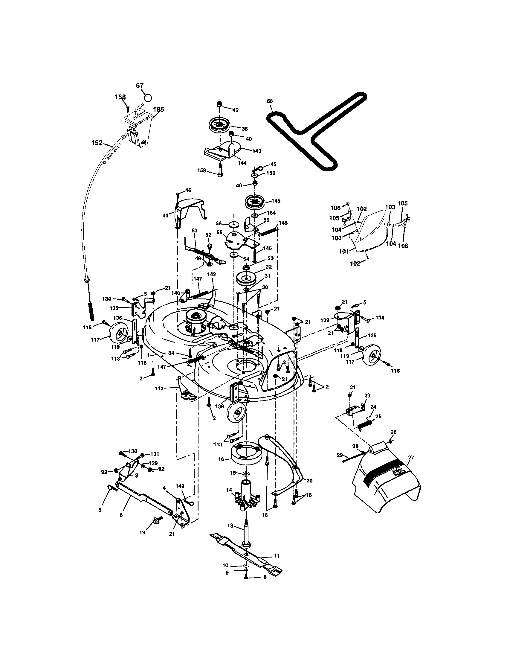 Mower Deck Diagram and Parts List for 917273860  Craftsman Lawn Tractor