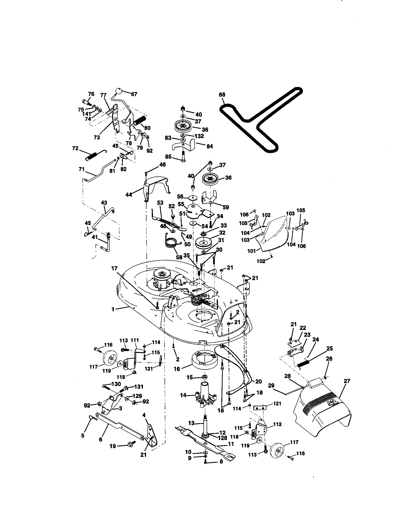 Mower Deck Diagram and Parts List for 917271014  Craftsman Lawn Tractor