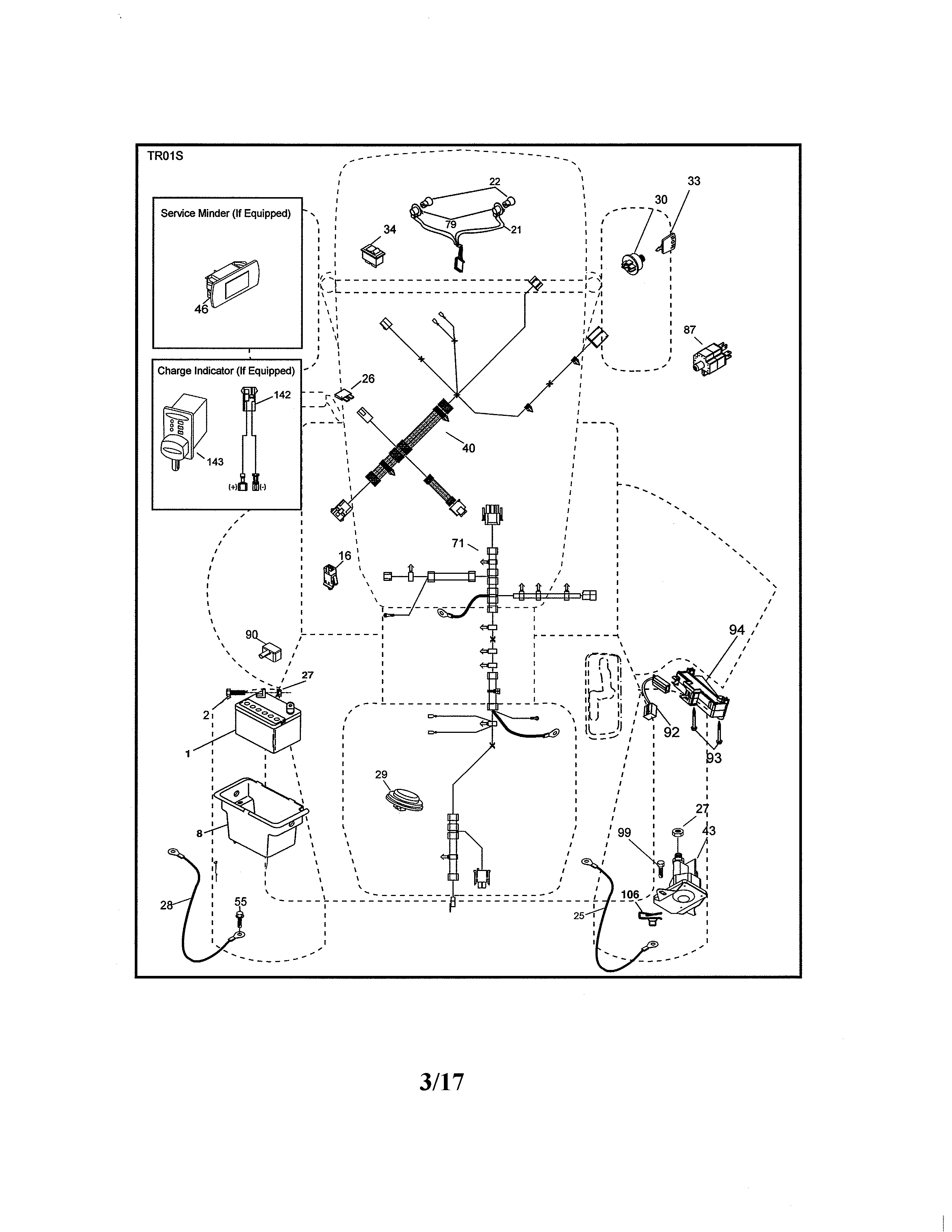 Electrical Diagram and Parts List for 917203831  Craftsman Lawn Tractor