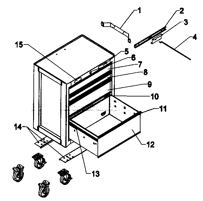 Chest Diagram and Parts List for 706618093  Craftsman Tool Stand & Cart